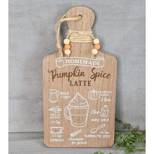 Pumpkin Spice Latte Cutting Board Wall Decor‎ Fall Thanksgiving 11 3/4" Wood NEW